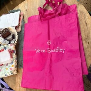 Vera Bradley Pink Reusable Shopping Totes Bags Eco Friendly Lot of 2 large size